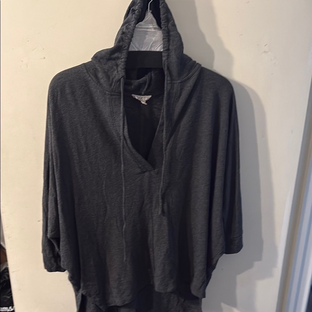 LOFT Gray Hooded Pullover Top